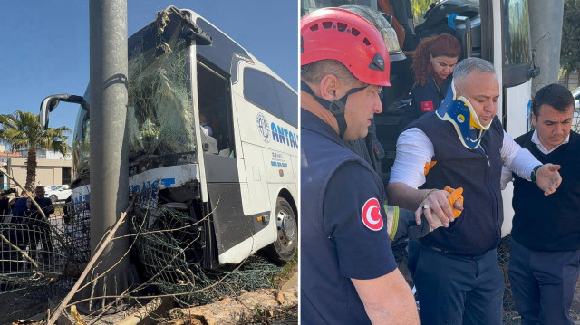 Otobüs şoförünün yaralandığı kazada can kaybı yaşanmadı.