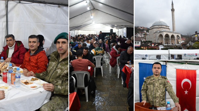 Türk askerinin Kosova'da düzenlediği iftar programında yüzlerce kişi aynı anda orucunu açtı.