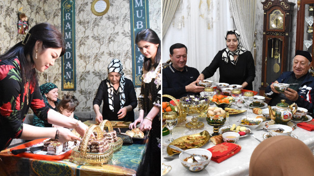 Özbekler ramazanda 'ağız açar' denilen iftar sofralarında bir araya geliyor.