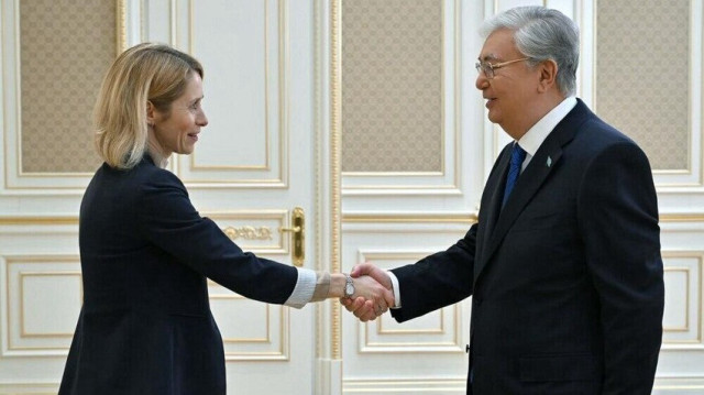 Президент Казахстана Касым-Жомарт Токаев и вице-президент Европейской Комиссии Кая Каллас. | Фото: пресс-служба Акорды
