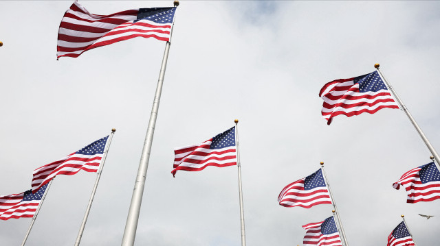 Des drapeaux américains sont agités lors d'une cérémonie de naturalisation au Liberty State Park le 17 septembre 2024 à Jersey City, New Jersey.