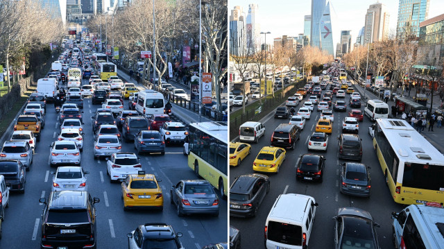 İstanbul'da şehrin kilit noktalarından biri olan Levent ve çevresinde de trafik yoğunluğu görüldü.