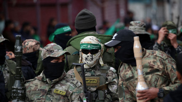 Combattants palestiniens des Brigades Ezzedine al-Qassam, la branche armée du Hamas.