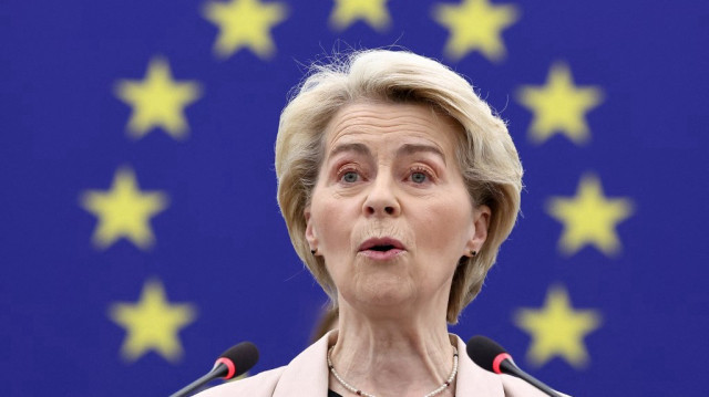 La présidente de la Commission européenne, Ursula von der Leyen, au Parlement européen, le 1er avril 2025 à Strasbourg.