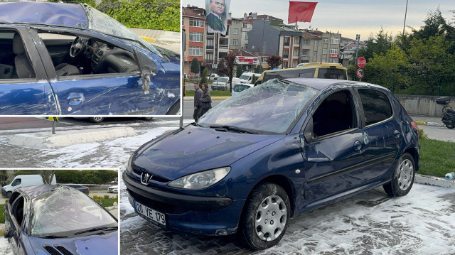 Kazada yaralanan sürücü, çevredeki vatandaşların yardımıyla araçtan çıkarıldı.