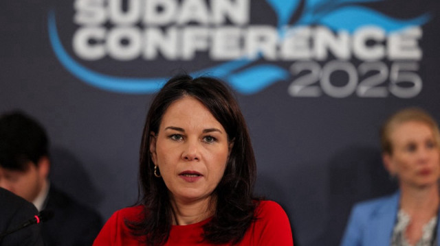 Annalena Baerbock, ministre allemande des affaires étrangères, participe à la conférence de Londres sur le Soudan 2025 à Lancaster House, à Londres, le 15 avril 2025. De hauts fonctionnaires internationaux se réunissent à Londres dans le but de tracer une voie vers la paix pour le Soudan à l'occasion du deuxième anniversaire de son brutal conflit civil, mais sans la présence des parties belligérantes.
