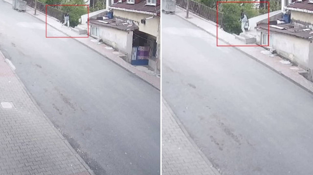 Hırsızlık yapan çocuk kıyafetinin içerisine koyduğu ayakkabılarla koşarak uzaklaştı.