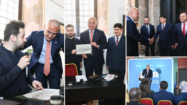Bakan Ersoy, Roma'da Albayrak Hüsn-ü Hat Sergisi'nin açılışını yaptı.