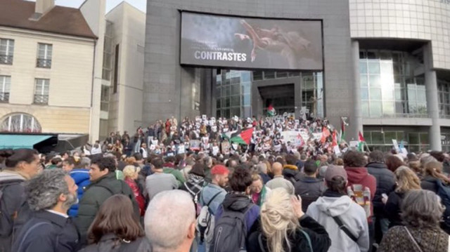 Manifestations à Paris pour dénoncer le sort des journalistes à Gaza, le 17 avril 2025.