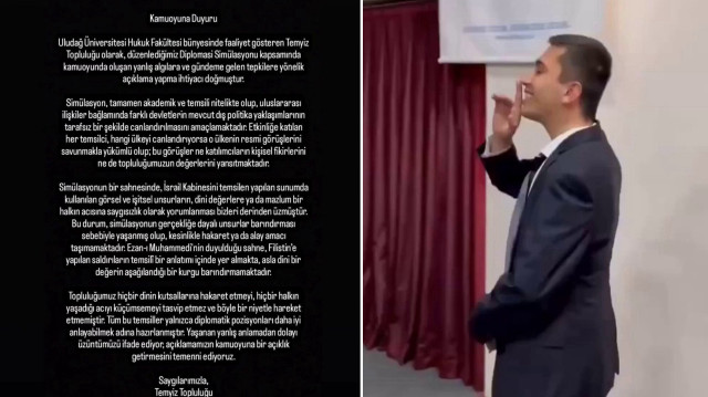 Bursa Uludağ Üniversitesi, 'ezan ve Filistin ile dalga geçildi' iddiaları üzerine açıklama yaptı.
