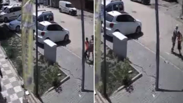 Yaşananlar, çevredeki bir iş yerinin güvenlik kamerasına yansıdı.