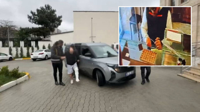 Hırsızlık anı güvenlik kamerasına yansırken, yakalanan şüpheli tutuklandı.