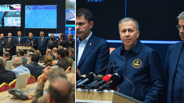 İçişleri Bakanı Ali Yerlikaya, Çevre, Şehircilik ve İklim Değişikliği Bakanı Murat Kurum ve Sağlık Bakanı Kemal Memişoğlu, Afet ve Acil Durum Yönetimi Başkanlığı'nda (AFAD) düzenlenen basın toplantısına katıldı.