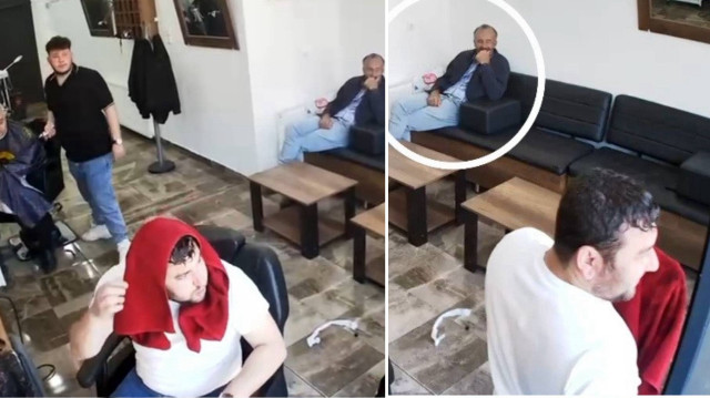 Berberde tıraş olanların deprem korkusu kameralara yansıdı.