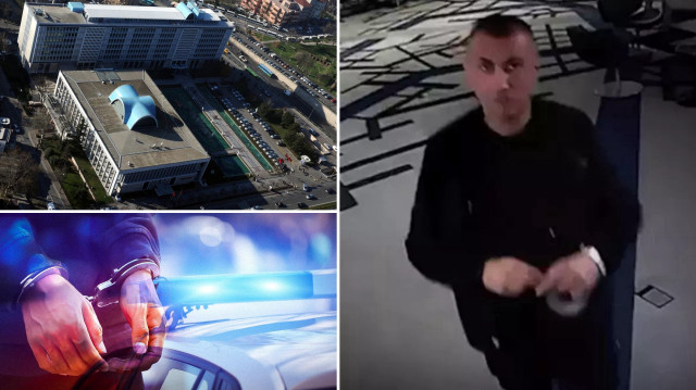 Ekrem İmamoğlu’nun bir otelde toplantı yapacağı sırada kameranın üstünü kapatan koruma Çağlar Türkmen.