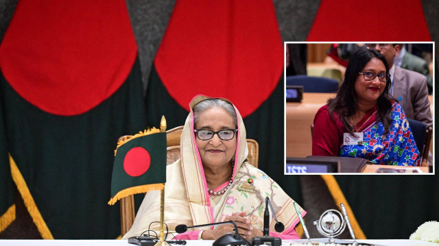 Bangladeş'in eski Başbakanı Şeyh Hasina Vecid (solda) ve kızı Saima Wazed Putul (sağda)