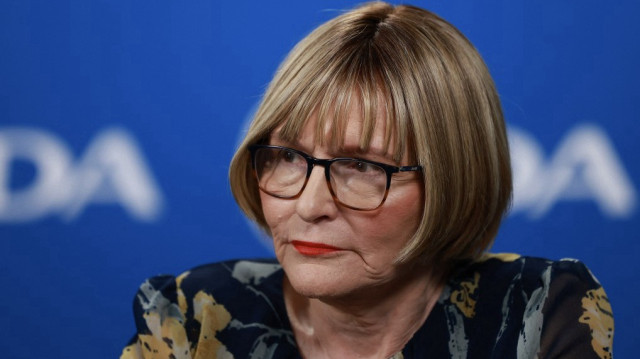 La présidente du Conseil fédéral de l'Alliance démocratique (DA), Helen Zille, donne une conférence de presse sur les préparatifs du parti en vue des prochaines élections locales et sur les récents développements politiques, à Johannesburg, le 28 janvier 2025.