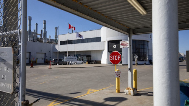  L'usine d'assemblage Stellantis de Windsor est montrée le 1er avril 2025 à Windsor, au Canada. 