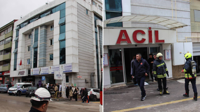 Patlamanın ardından hastanede bulunanlar kendini dışarı attı.