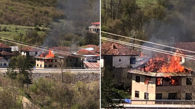 Olay yerine gelen ekiplerin müdahalesiyle yangın, diğer evlere sıçramadan söndürüldü