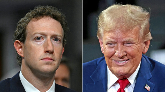 Mark Zuckerberg (à gauche), PDG de Meta et le président des États-Unis, Donald Trump.