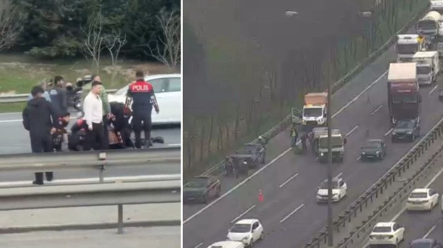 Kazada, otomobilin sürücüsü ve 4 polis memuru yaralandı.