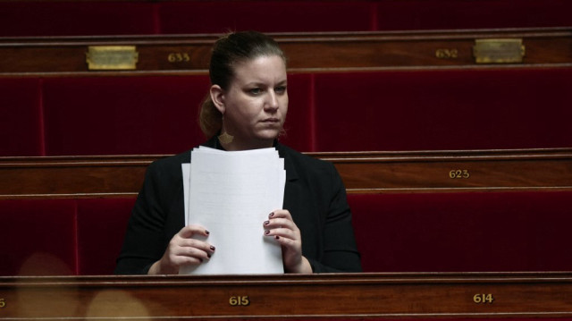 La députée du Val-de-Marne et présidente du groupe parlementaire de La France Insoumise (LFI) Mathilde Panot lors d'une séance de questions au gouvernement à l'Assemblée nationale, la chambre basse du Parlement français, à Paris le 19 mars 2025.