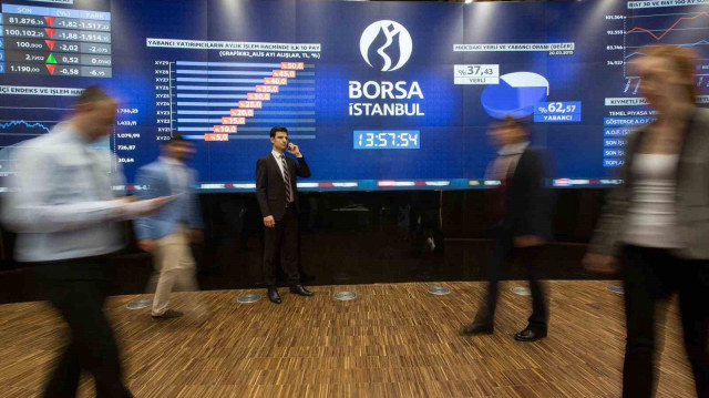 Tableau indiquant les valeurs à la Bourse d'Istanbul, le 19 mars 2025