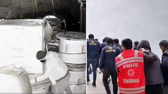 Şüphelilerin yaptığı kablo hırsızlıkları iş yerlerinin güvenlik kamerasına yansıdı. 