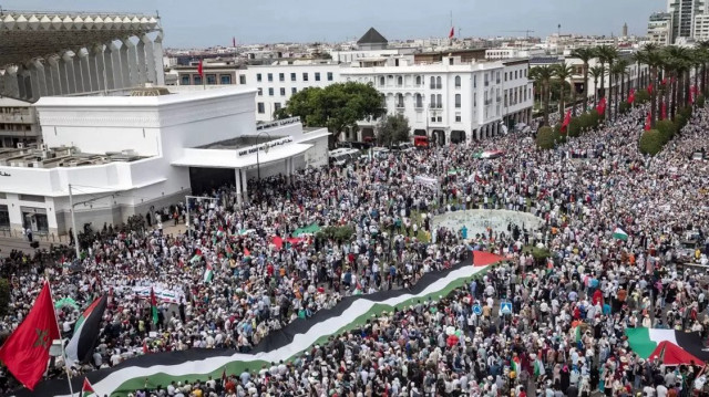 Manifestation contre la guerre à Gaza, à Rabat, au Maroc, le 7 avril 2025.