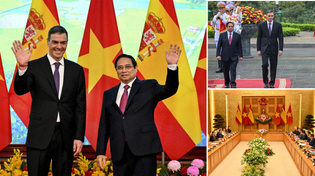 İspanya Başbakanı Pedro Sanchez, Vietnam'ın Başbakanı Pham Minh Chinh.