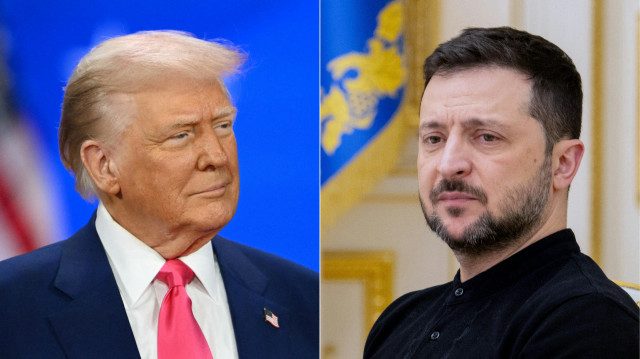 Cette combinaison d'images créée le 25 février 2025 montre le président américain Donald Trump (G) le 22 février 2025, et le président ukrainien Volodymyr Zelensky le 12 février 2025. Les États-Unis et l'Ukraine ont signé le 30 avril 2025 un accord sur les minéraux après un retard de deux mois, dans ce que l'administration du président Donald Trump a qualifié de nouvelle forme d'engagement des États-Unis envers Kiev après la fin de l'aide militaire. L'Ukraine a déclaré avoir obtenu des intérêts clés après de longues négociations, notamment la pleine souveraineté sur ses propres terres rares, qui sont vitales pour les nouvelles technologies et largement inexploitées.