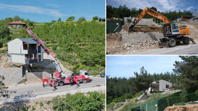 Bir kişi, kaçak yapıların yıkımından evini vinçle kaçırdı.