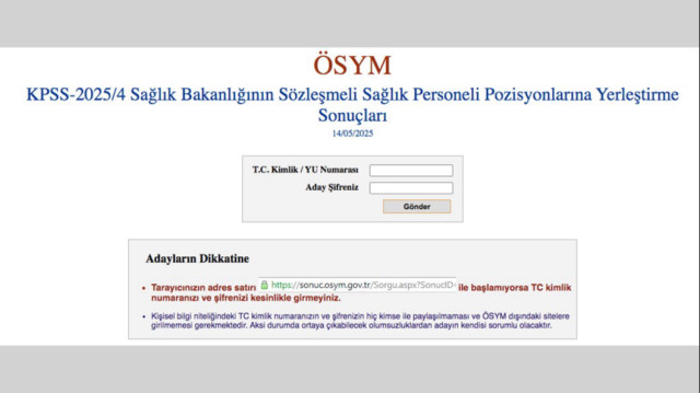 Sağlık Sakanlığı sözleşmeli personel alımı sonuçları açıklandı: İşte ÖSYM KPSS-2025/4 yerleştirme sonuç sorgulama ekranı