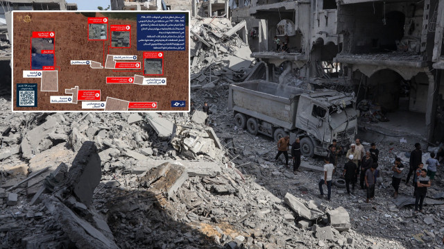 İsrail'in saldırı düzenleyeceği yerleri belirtiği harita.