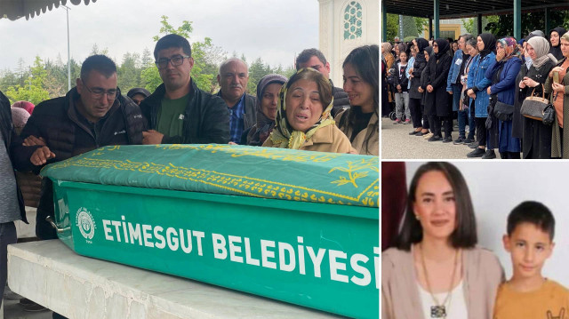 Anne ve oğlunun cenazesinde yakınları gözyaşlarına boğuldu.
