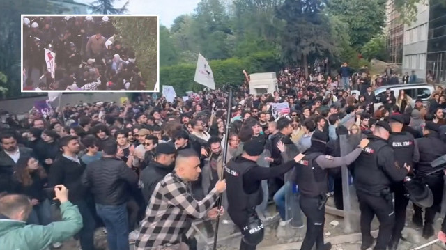 Nurettin Yıldız'ın konferansını engellemeye çalışan bir grup polise de saldırıp inşaat çukuruna ştmişti.