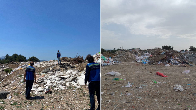 Hafriyat ve evsel nitelikli atıklar ile mobilya atıklarının bölgede depolandığı tespit edildi.