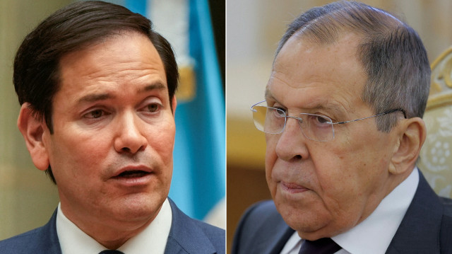 Cette combinaison d'images créée le 17 février 2025 montre, de gauche à droite, le secrétaire d'État américain Marco Rubio à Guatemala City le 5 février 2025 et le ministre russe des Affaires étrangères Sergei Lavrov à Moscou, le 12 février 2025.
