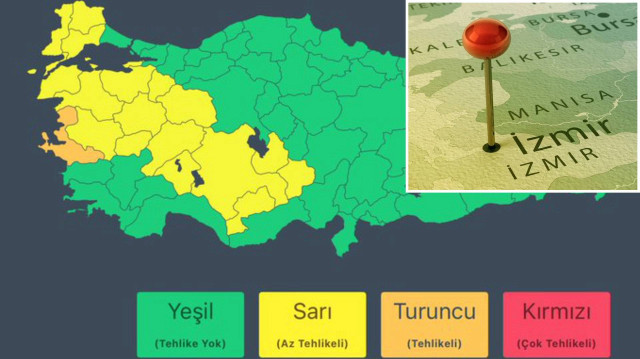 İçişleri Bakanlığı'ndan 18 kente 'sarı', 1 kente 'turuncu' kodlu uyarı