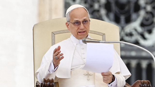 Pope Leo XIV attends his first general audience in St. Peter's Square at the Vatican, on May 21, 2025. (AA)