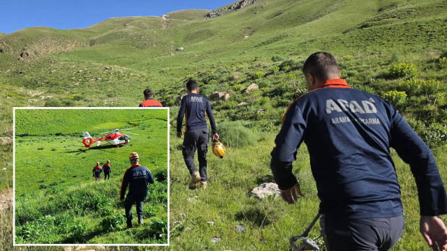 Van'da kayalık alanda mahsur kalan kişi için ekipler seferber oldu