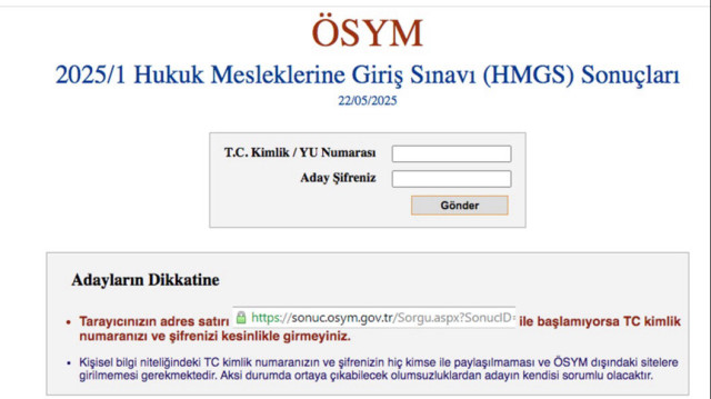 2025/1 Hukuk Mesleklerine Giriş Sınavı (HMGS) Sonuçları