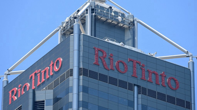 Le logo de Rio Tinto, une société minière et métallurgique mondiale, au siège de sa division minerai de fer à Perth, en Australie occidentale.