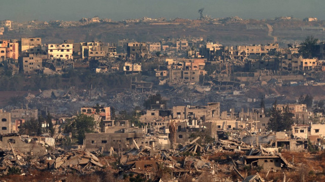 Bâtiments détruits dans le nord du territoire palestinien assiégé de Gaza, le 22 mai 2025.