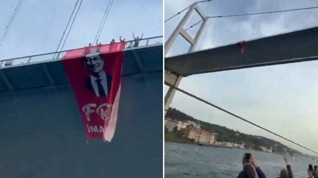 CHP'li vekillerin açtığı 'Free İmamoğlu' yazılı pankart.