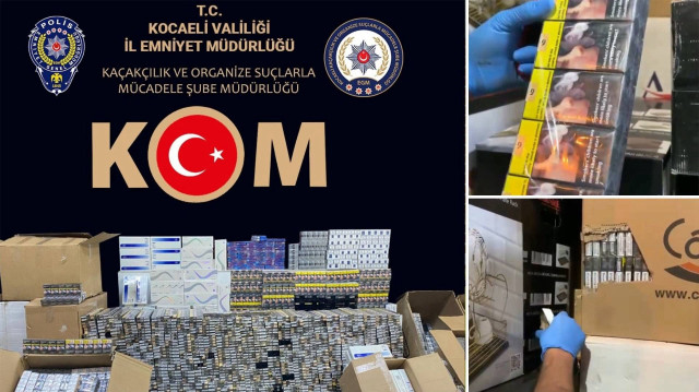 İzmit ilçesinde kapalı kasa bir minibüste binlerce paket sigara ele geçirildi.