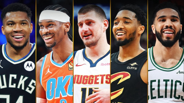 (Soldan sağa) Giannis Antetokounmpo - Shai Gilgeous-Alexander - Nikola Jokic - Donovan Mitchell - Jayson Tatum