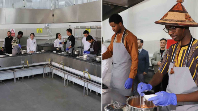 Erzurum'un unutulmaya yüz tutmuş yöresel tatlarından biri olan Hokkiri çorbasını da pişirildi.