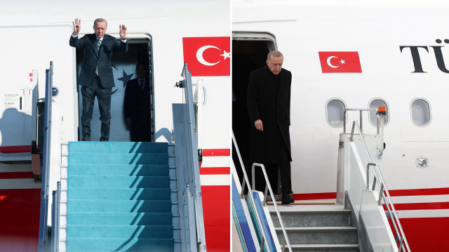 Cumhurbaşkanı Erdoğan, Esenboğa Havalimanı'nda kendisini uğurlamaya gelenlere el salladı.